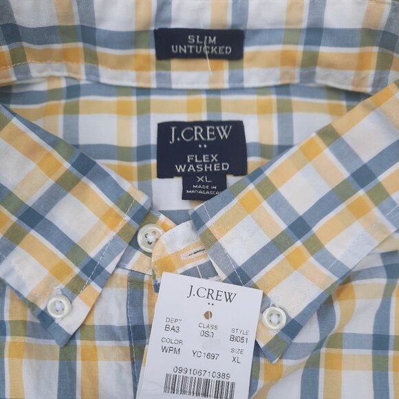 J.Crew Slim Untucked Flex Washed Shirt Mens Size XL Blue Yellow NWT Casual - Picture 2 of 7